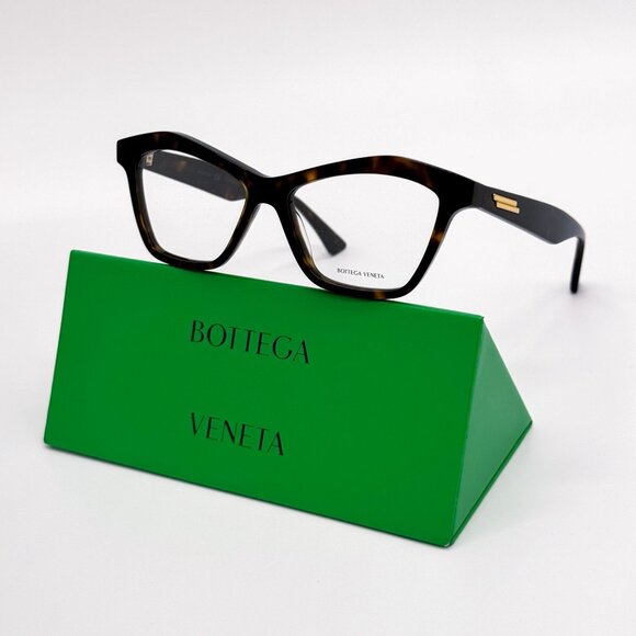 NEW BOTTEGA VENETA EYEGLASSES BV1096O 002 CAT EYE HAVANA WOMEN EYEWEAR - Picture 1 of 8